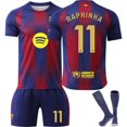 thumbnail image 1 of HkeDes Adult/Kids 2526 NEW Barca Home RAPHINHA No.11 Football Jersey, 1 of 2