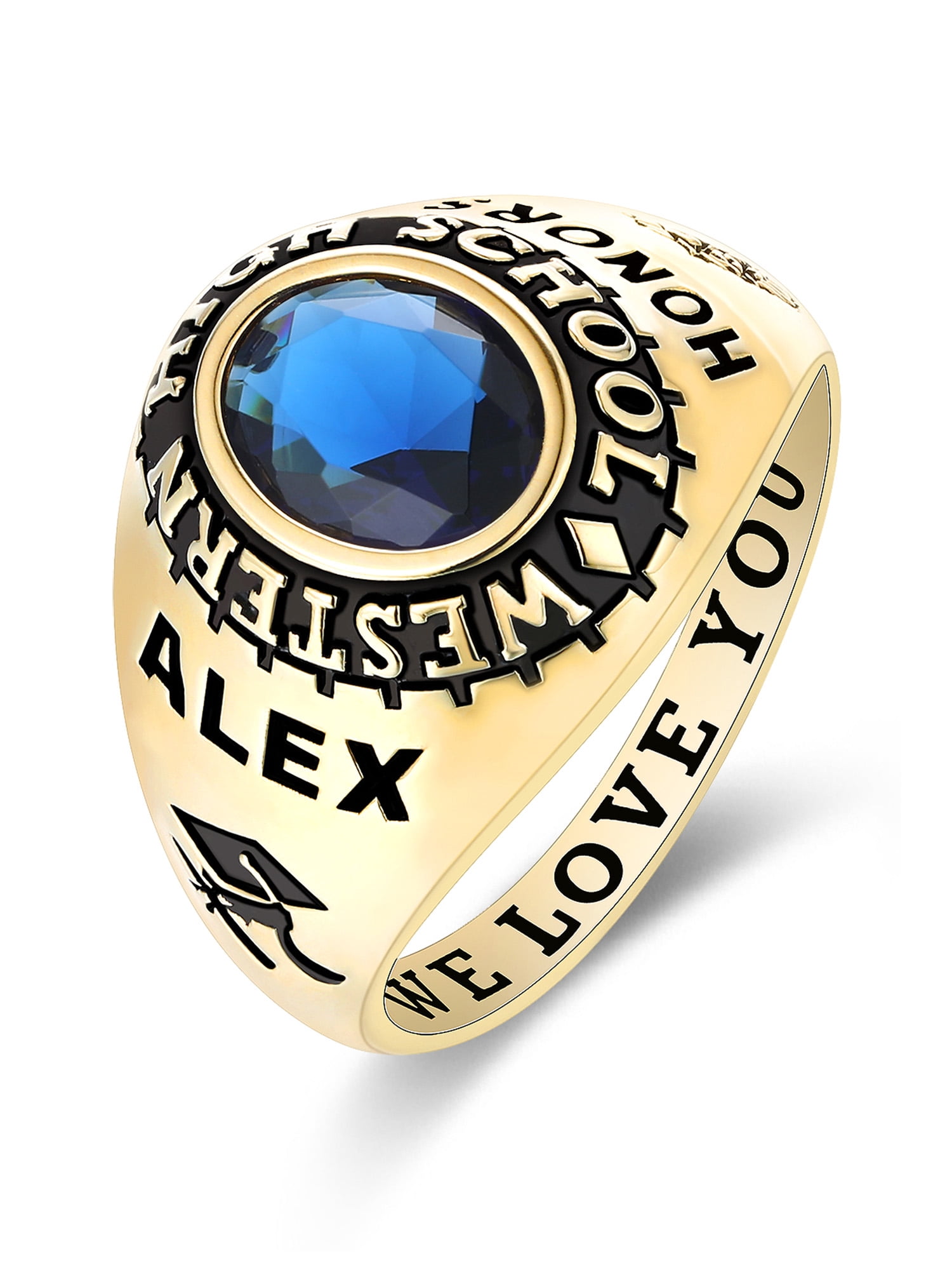Mementos USA Custom Men's Class Rings 10kt Yellow Gold for High School and College-Classic