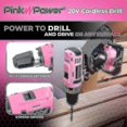 thumbnail image 5 of Pink Power Pink Drill Set For Women 20v Cordless Drill Driver Tool Kit For Women Li-ion Electric Drill, Power Drill Set With Tool Bag, Battery, Charge, 5 of 5