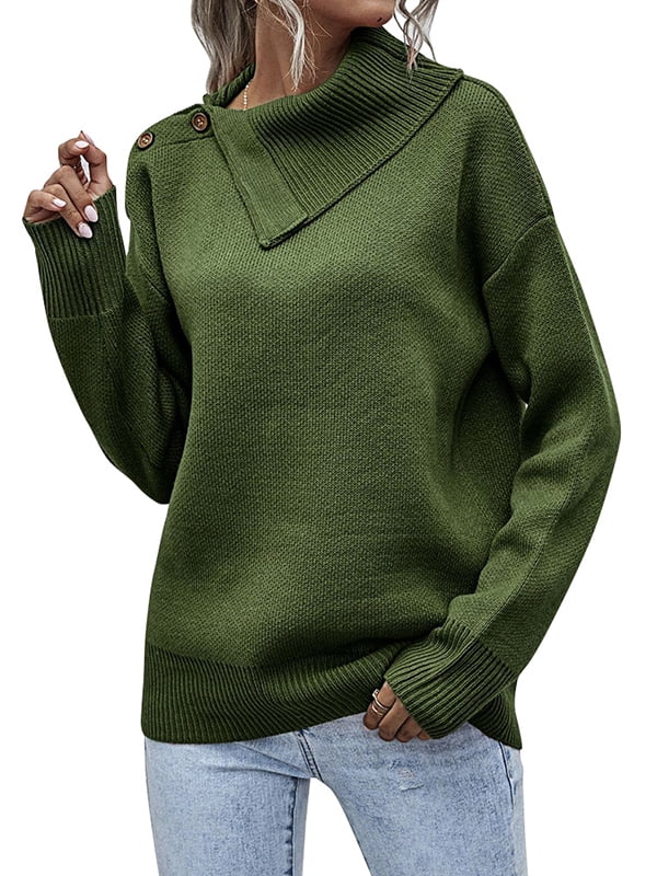 FASHIONWT Women Lapel Collar Button 