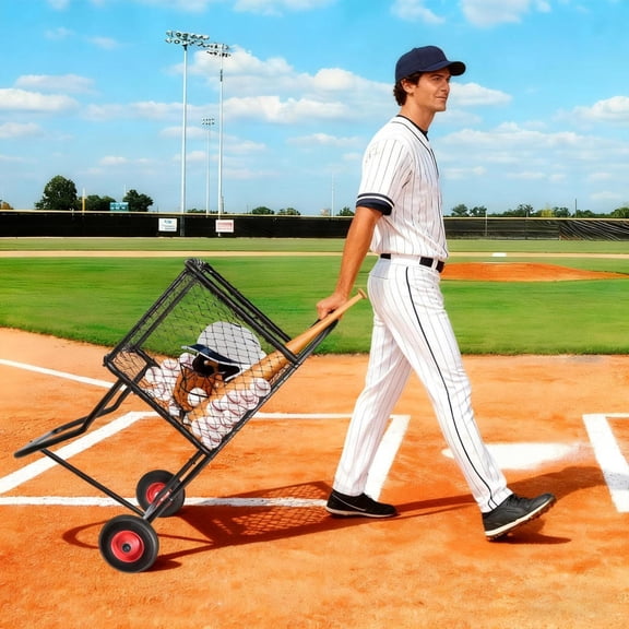 Trigon Sports Ball Locker with Wheels, Rolling Sports Balls Cart, Baseball Storage Rack for Gym, School and Club, Black, 24.8'' W x 25'' L x 45'' H