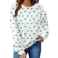 thumbnail image 2 of Craaazy Women's Long Sleeve St Patricks Day Tshirts with Green Shamrock, 2 of 7