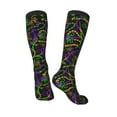 thumbnail image 4 of Bingfone Compression Socks For Women And Men Long Socks For Running Athletic Cycling Nurse-Neon Mardi Gras, 4 of 9