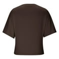 thumbnail image 6 of Women's Basic Shirts Crew Neck Short Sleeve Tunic Tops Solid Color Tee Casual Loose Fit Soft Comfy Clothes (3XL, Brown), 6 of 6