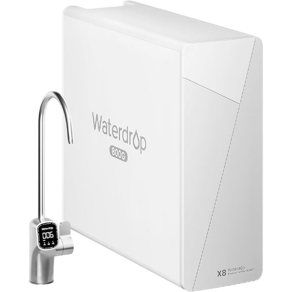 Waterdrop X8 Reverse Osmosis System, 800 GPD Tankless Reverse Osmosis Water Filter, 9-Stage Filtration Undersink RO Water Filtration System, 2:1 Pure to Drain, Smart Faucet, Reduce PFAS