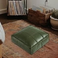 thumbnail image 6 of Pouf Ottoman, Unstuffed Pouf Cover, Handmade Faux Pu Leather Square Ottoman,Comfortable Soft Seating for Living Room & Bedroom, Green, 6 of 7