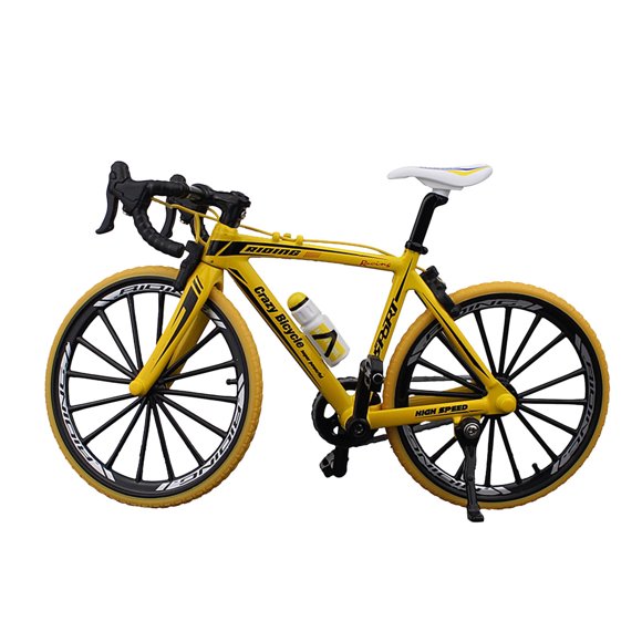Yellow Alloy Performance Road Bike Model 1:10 Scale Drop Bar Desktop