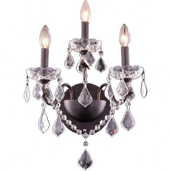Three Light Wall Sconce-Dark Bronze Finish-Royal Cut Crystal Type Bailey Street Home 390-Bel-3336132