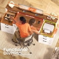 thumbnail image 7 of 63" Farmhouse Computer Desk with 5 Drawers and Monitor Stand, Wood Executive Desk with LED Lights, 7 of 7