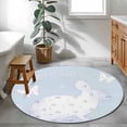 thumbnail image 3 of Round Area Rugs Collection 3 Ft, Easter Bunny Non-Slip Residential Carpet, Watercolor Butterfly Cute Rabbit Flowers Blue Indoor Crawling Mats Doormat Runner Rugs Play Mat for Bedroom, 3 of 8