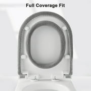 2pcs Toilet Covers Pads, TSV Soft Bathroom Thicker Toilet Seat Cover Pads Warmer Stretchable Fibers Easy Installation Cushioned Lid Covers, Comfortable and Washable Toilet Seat Cover Pads
