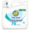 all Liquid Laundry Detergent, Free Clear with Odor Relief, 141 Fluid Ounces, 79 Loads