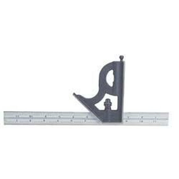 Starrett Steel Combination Square with Square Head - Ideal for Professionals and Home Improvement - 12", Cast Iron Heads, Reversible Lock Bolt, Spirit Level - 11H-12-16R