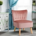 thumbnail image 3 of Costway Armless Accent Chair Tufted Velvet Leisure Chair Single Sofa Upholstered Pink, 3 of 8