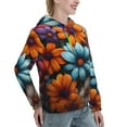 thumbnail image 6 of Disketp Colorful Blooming Flowers Womens Casual Hoodies Crew Neck Long Sleeve Sweatshirts Pullover Tops-X-Large, 6 of 7