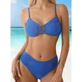 thumbnail image 6 of Spencer Womens Swimsuits Two Piece Bikini Sets Bathing Suits for Women Summer Solid V Neck Swimwear Beachwear, Blue, 6 of 8