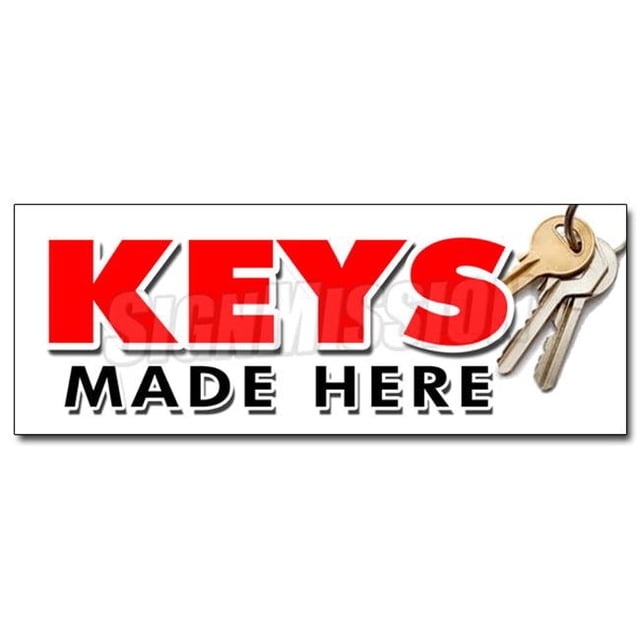 SignMission D-24 Keys Made Here 24 in. Keys Made Here Decal Sticker - Transponder Auto Car Locksmith Locks Mobile