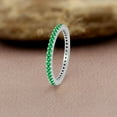 thumbnail image 2 of GOURIK White Gold Plated Stackable Lab Created Emerald Ring For Women - Thin Band For Stacking - Lab Grown Emerald Light Weight Wedding Eternity Band Size 8, 2 of 7