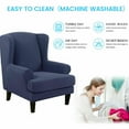 thumbnail image 6 of CJC Stretch 2-Piece Wingback Chair Slipcover, Wing Back Chair Covers, Blue, 6 of 8