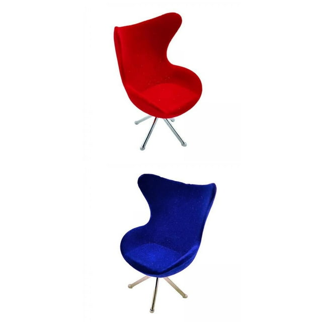 2PCS 1/12 Casa de Sillas de plástico Conjunto de muebles Juguete Rojo Azul