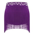 thumbnail image 2 of TiaoBug Jazz Latin Dance Skirt for Girls Sparkle Fringe Tassels Belly Dance Ballroom Salsa Tango Performance Purple 12, 2 of 6