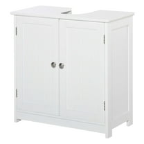 White Bathroom Vanity Cabinet - Under Sink Organizer with Adjustable Shelf - Space Saving Storage - Pedestal Sink Cabinet