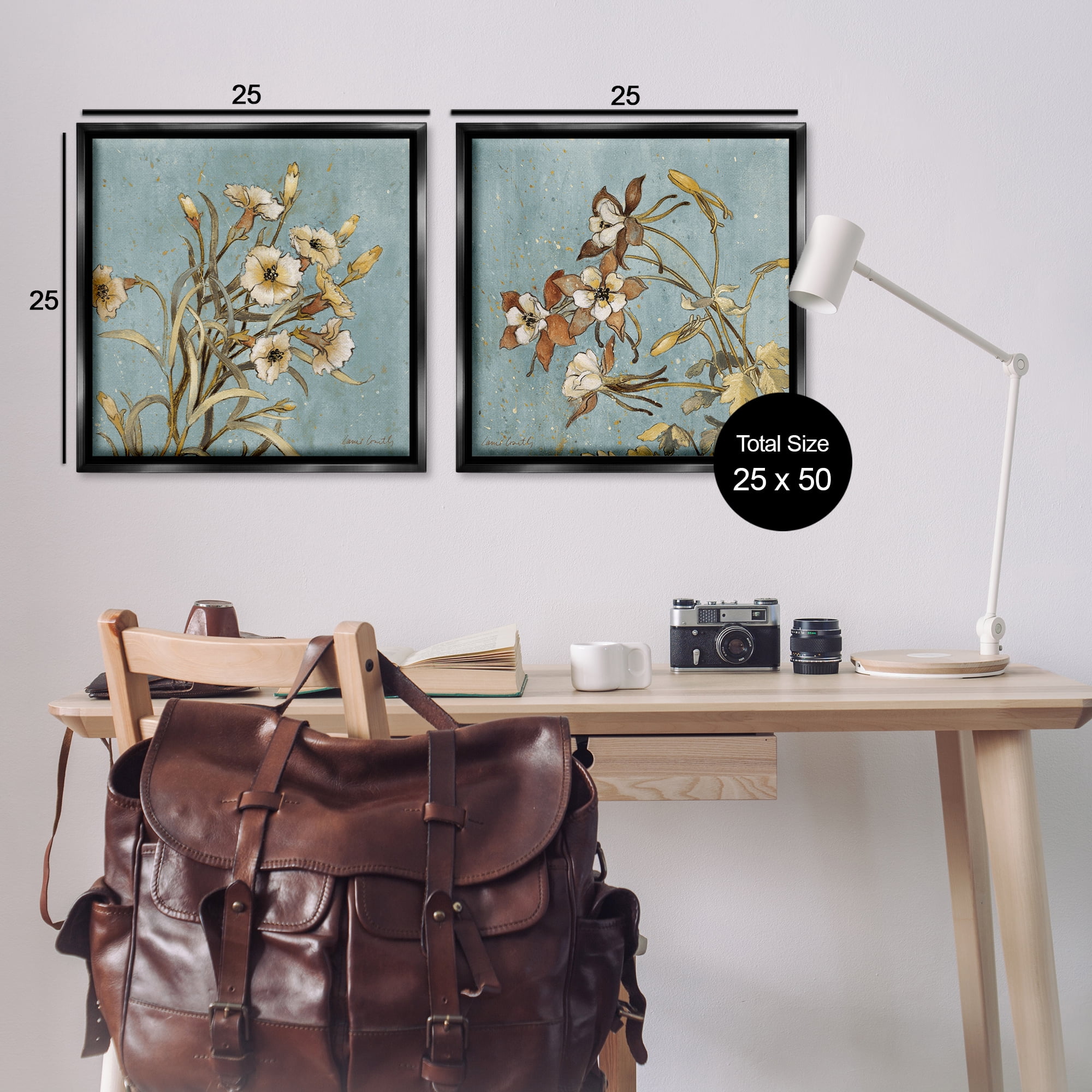 Stupell Industries Traditional Flower Portrait Plants & Flowers Painting Black Floater Framed Canvas Art Print Wall Art, 25 x 25, Set of 2
