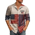 thumbnail image 2 of Domuza Fourth Of July Shirts for Men Usa Flag Print Casual Lapel Button-Up Long Sleeve T-Shirts Summer 2026 Trendy Comfortable Relaxed Fit Tops Dark Blue S, 2 of 4