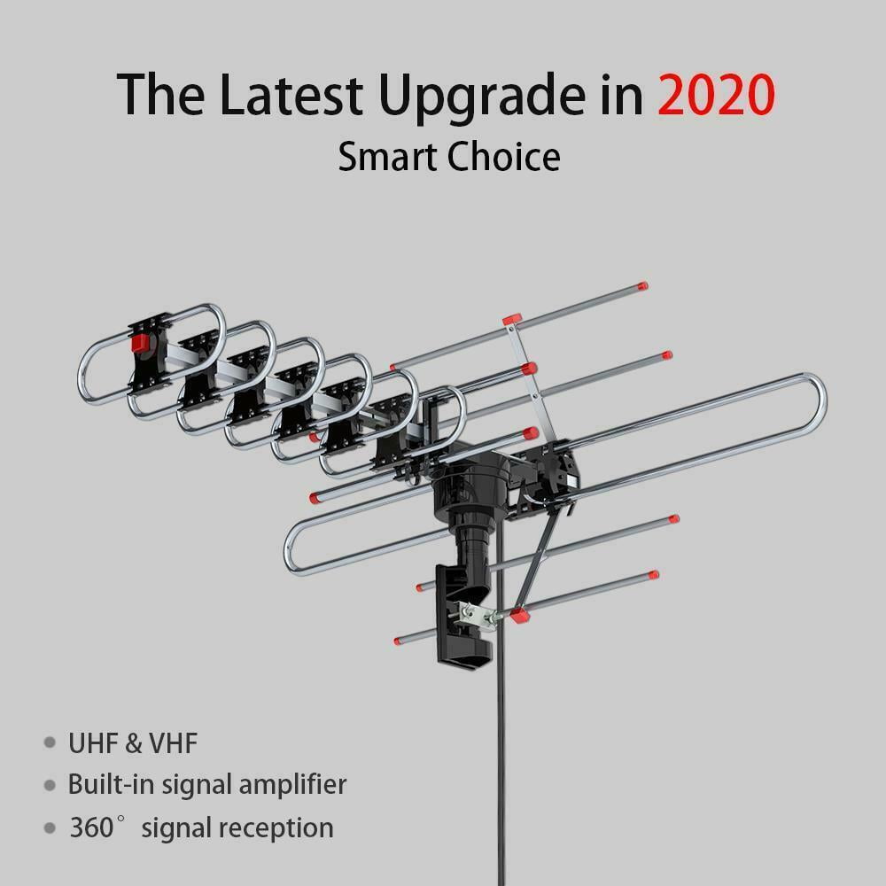 Outdoor Digital HDTV Antenna, 150 Miles 360 Degree Rotation TV Antenna, UV 458600MHz 1522dB