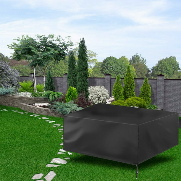 Cubierta A Prueba De Polvo De Tela De Oxford Negro, Resistente A La Lágrima, Impermeable, Impermeable Con 6 Opciones De Tamaño, Adecuadas Para La Mesa Y Silla Del Patio
