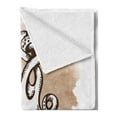 thumbnail image 2 of Kraken Soft Flannel Fleece Throw Blanket, Funny Kraken Monster in Digital Watercolor Style Vintage Graphic Image Print, Cozy Plush for Indoor and Outdoor Use, 50" x 70", Tan White, by Ambesonne, 2 of 5