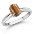thumbnail image 2 of Gem Stone King 10K White Gold Brown Tiger Eye Solitaire Engagement Ring for Women (1.25 Cttw, Oval 8X6MM, Gemstone Birthstone, Available in Size 5, 6, 7, 8, 9), 2 of 4