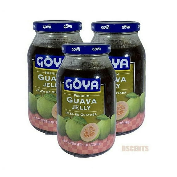 Pack of 3 Goya Premium Guava Jelly, Jalea De Guayaba 17 Ounce Each Clear Jar