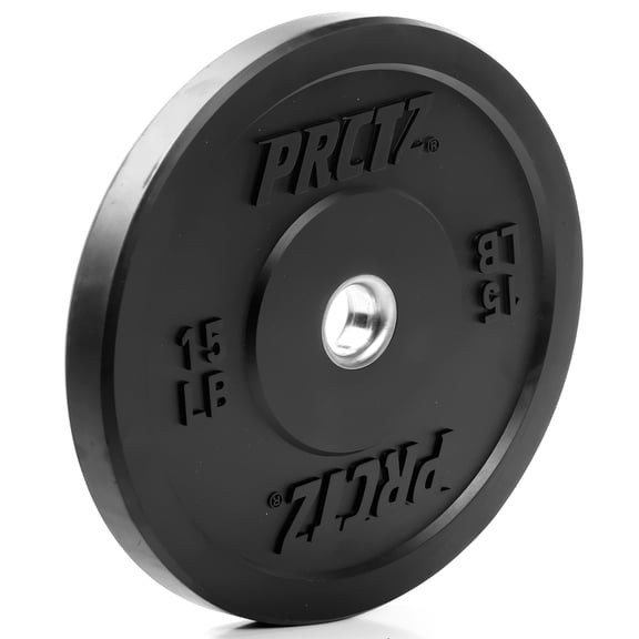 PRCTZ 15 lb Rubber Bumper Weight Plates, Fits 2" Diameter Barbell, Available in 10-45 lbs