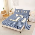 thumbnail image 2 of Erosebridal Initial D Letter Kid Bed Sheets, Abstract Stripe King Sheets, 4-Piece, 2 of 5