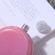 thumbnail image 5 of Frasco - Tapa de cristal Frasco creativo de acero inoxidable para licor de vino y alcohol para mujeres, niñas, hombres, fiesta, tamaño de mano, frasco de 5 oz (rosa y blanco), 5 of 5