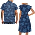 thumbnail image 5 of Garronmavis Blue Turtle Couple Matching Outfit Husban and Wife Clothing Men's Short Sleeve Shirt Summer Beach Tops and Women's V-neck Dress A-Line Party Dresses Size 2XL, 5 of 6