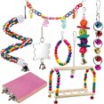 thumbnail image 2 of Natural Wood Bird Toy Set for Small Medium Birds, Parrot Cage Accessories with Swings Ladders Bells, Colorful Chew Blocks for Cage Enrichment, 2 of 6