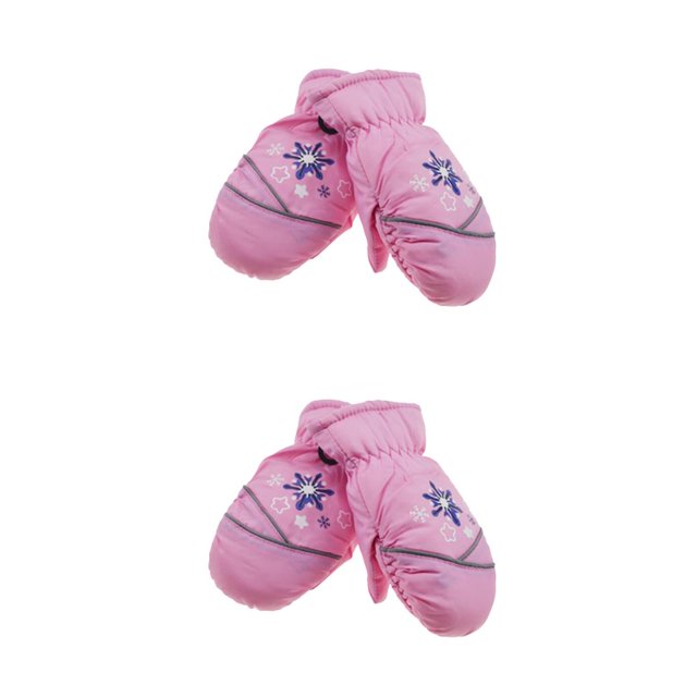 Inteprter 6 pares de manoplas para niños, impermeables, de invierno, diseño práctico con gancho, cómodas actividades al aire libre para clima Rosa 2Conjunto