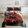 thumbnail image 1 of Erosebridal Romantic Bus Bedding Twin Comforter Set, Rose Flower Down Comforter, Valentines Day Theme Decor, Reversible, 1 of 8