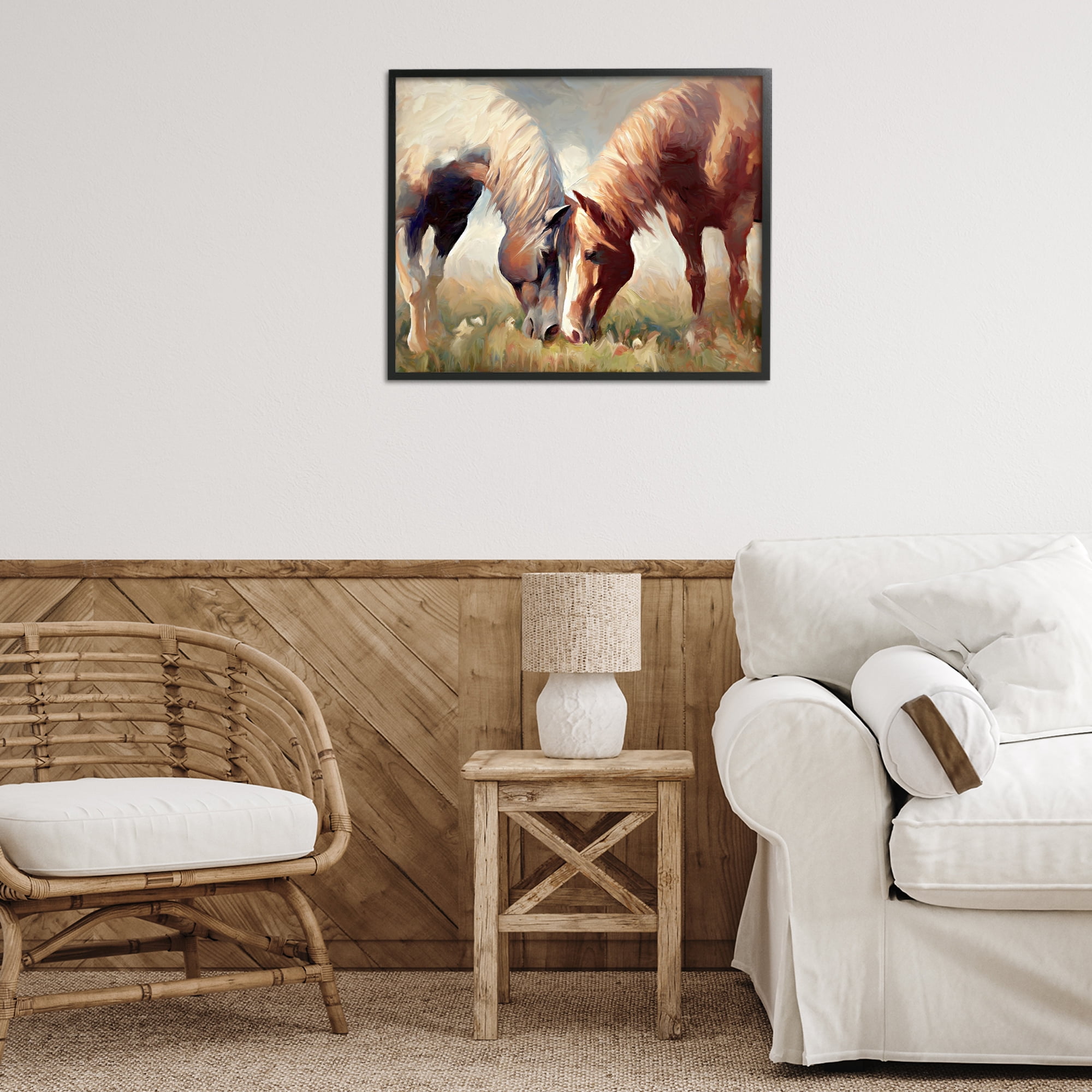 Stupell Industries Horses Touching Noses Animals & Insects Painting Black Framed Art Print Wall Art, 30 x 24