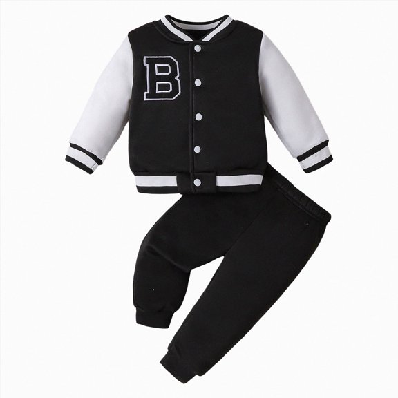 Gubotare Fall Baby Clothes Boys Sweatshirt and Flap Pocket Sweatpants Toddler Baby Boys Fall Winter Outfits Set 18 24 Months (Black,18-24 Months)