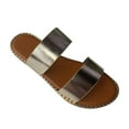thumbnail image 3 of Honeeladyy Clearance under 10$ Summer New Flat Metal Ladies Outer Wear Two Sandals And Slippers, 3 of 5