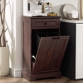 thumbnail image 3 of HARIPUL Single Tilt Out Trash Cabinet for 13 Gallon Trash Can, Laundry Hamper Tilt Out Pet Proof Trash Cabinet for Kitchen, Brown, 3 of 6