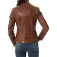 thumbnail image 2 of Womens Genuine Lambskin Leather Jacket Motorcycle Biker Leather Jacket W064, 2 of 3