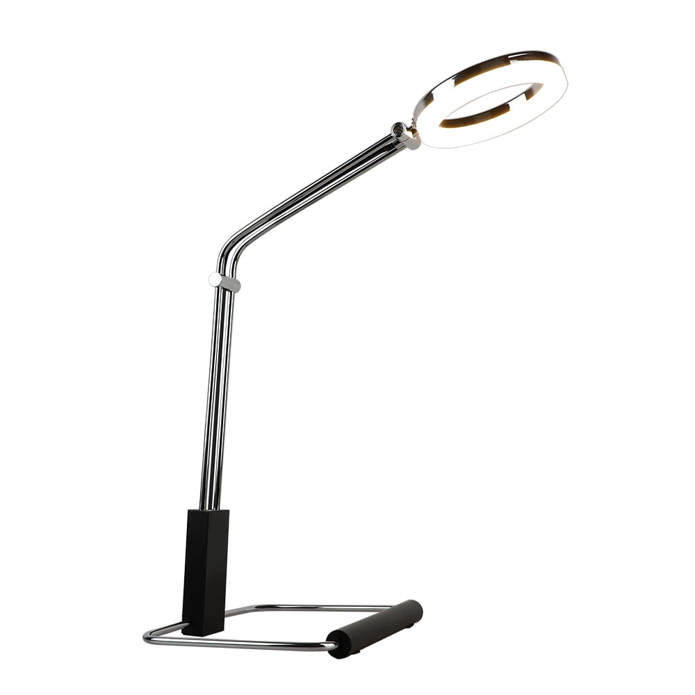 LATEK 5W LED Reading Light Flexible Neck Desk Lamp 5V 2A White HL-TJ8010C-W Smart 3 Modes & 5 Dimming Levels Office Desk Bedroom Dimmable Clamp Light for Bed Headboard