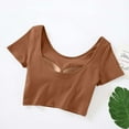 thumbnail image 4 of Jalioing Women's Crop Top with Built in Bra Cotton Short Sleeve T-Shirt Summer Basic Casual Tops Solid Color, 4 of 7