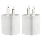 USB Wall Charger Adapter 1A/5V 2-Pack Travel USB Plug Charging Block Brick Charger Power Adapter Cube Compatible with iPhone Xs/XS Max/X/8/7/6 Plus, Galaxy S9/S8/S8 Plus, Moto, Kindle, LG, HTC, Google