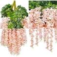 thumbnail image 4 of Babibeauty 24 Pack 3.6 Feet Artificial Fake Wisteria Vine Ratta Hanging Garland Silk Flowers String Home Party Wedding Decor (Light Pink), 4 of 8
