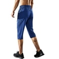 thumbnail image 4 of Glisme Mens Pants Straight Leg Capri Pants Solid Color Workout Gym Yoga Beach Shorts With Zipper Pockets Basic Bottoms Blue L, 4 of 6